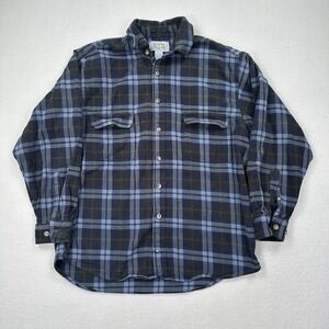 Alaksa Wilderness Gear Men's Flannel Plaid Button Up Shirt Sze Large Blue Black